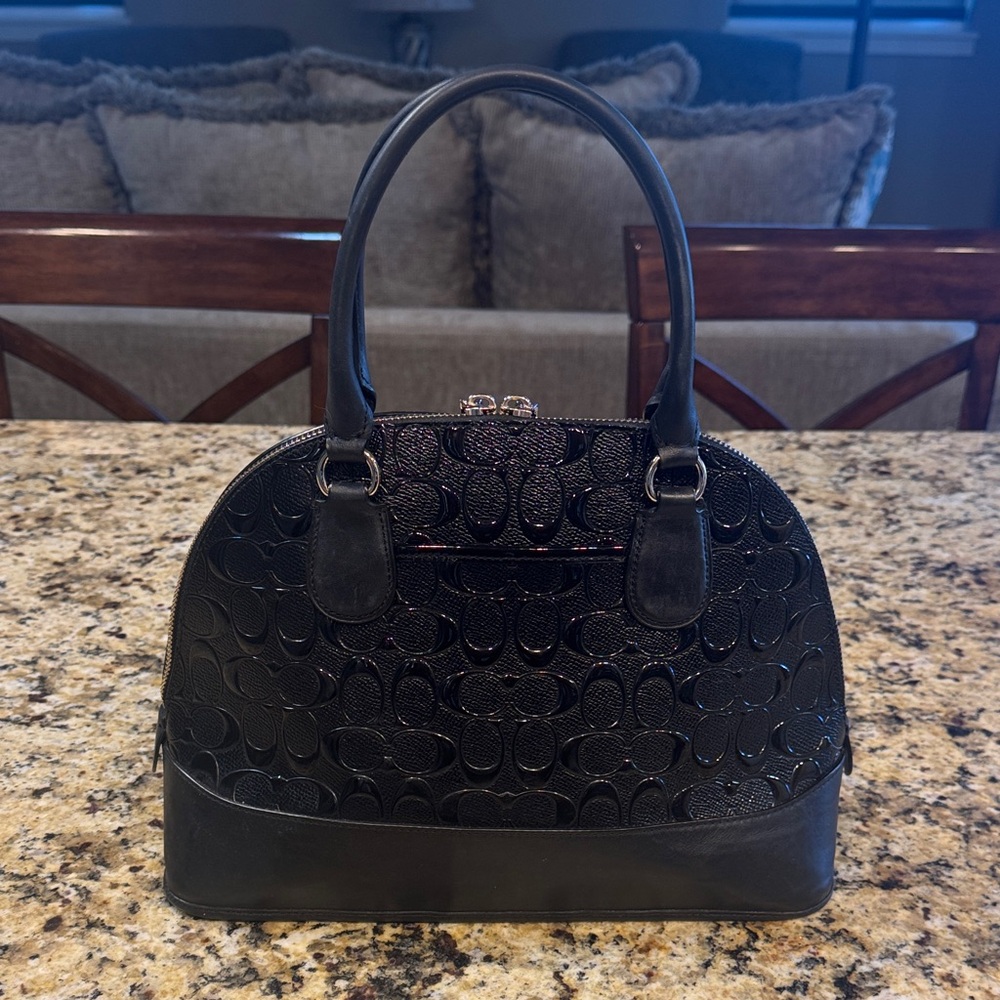 Coach Black Embossed Dome Satchel - Picture 4 of 11